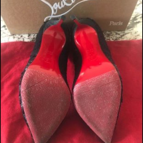 Authentic Christian Louboutin Black Sequin Heels - 38.5 - New Year Shoes!! - Picture 6 of 7